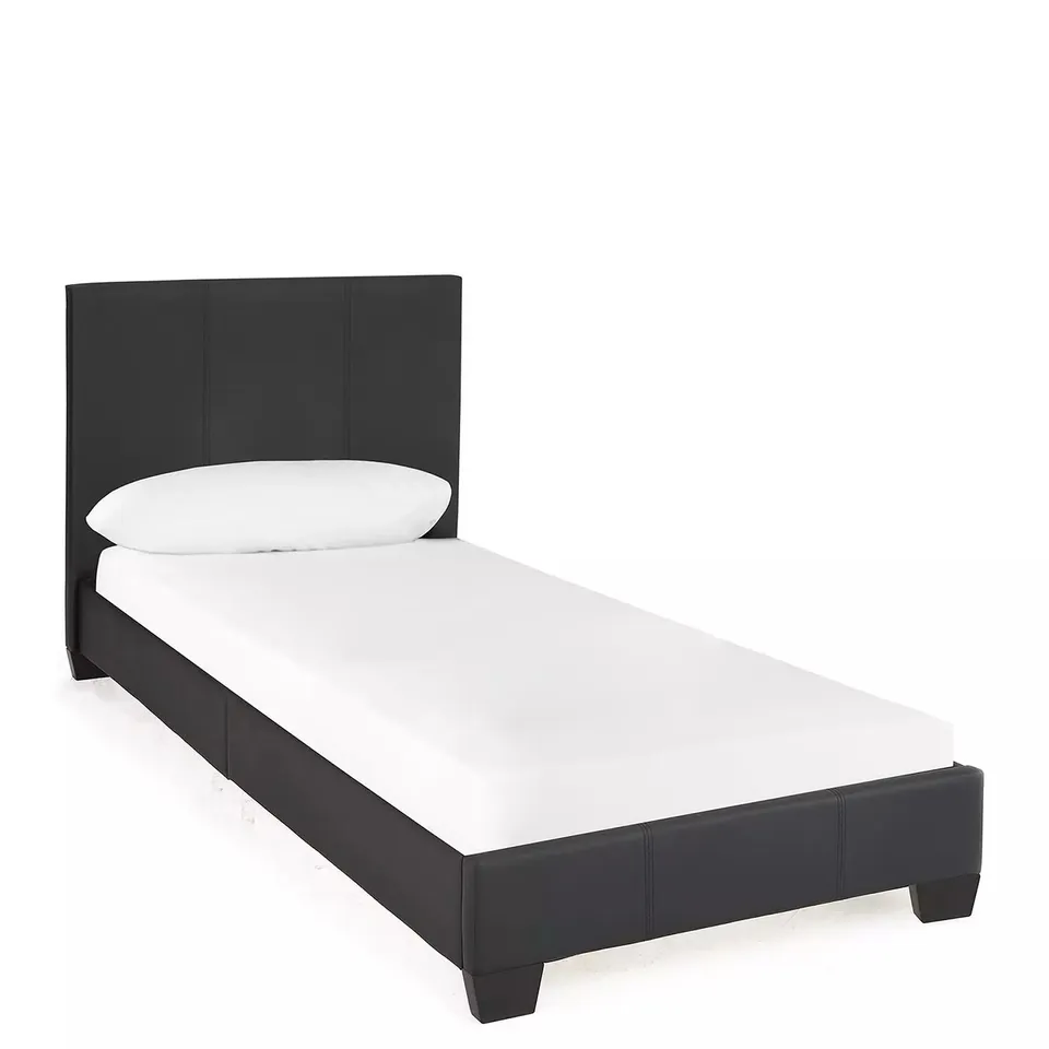 BOXED ELLIS BLACK FAUX LEATHER SINGLE BED FRAME - COLLECTION ONLY  RRP £109