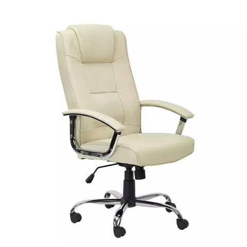 BOXED ALPHASON HOUSTON HIGH BACK LEATHER OFFICE CHAIR - CREAM (1 BOX)