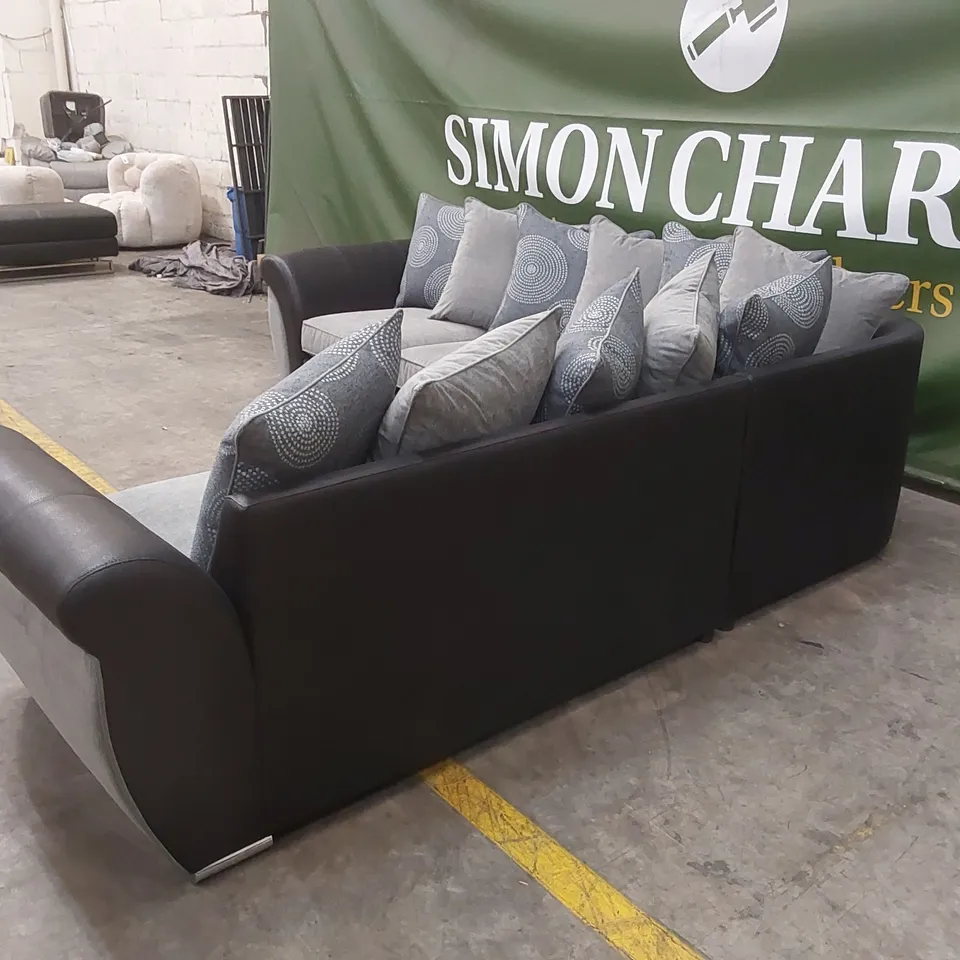 DANUBE FABRIC/FAUX LEATHER CORNER GROUP SOFA RRP £1199