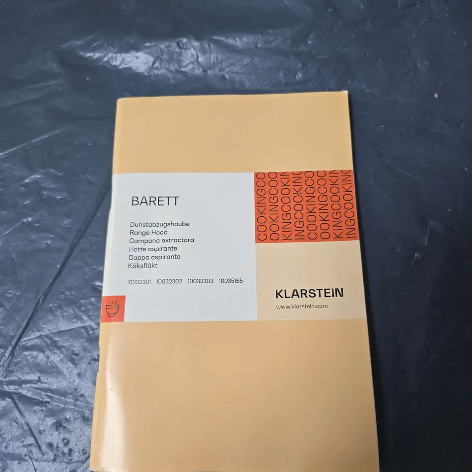 KLARSTEIN BARETT RANGE HOOD WITH MANUAL. BOXED