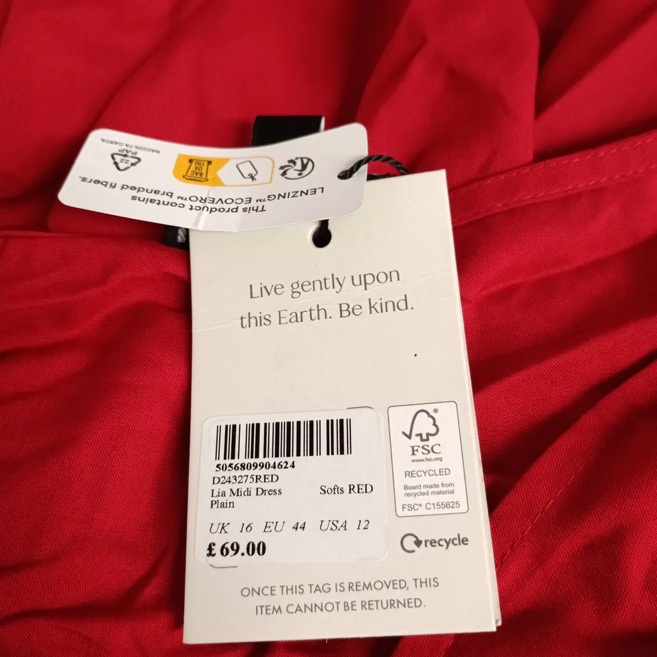 NOBODY'S CHILD LIA MIDI DRESS – SOFT RED, UK 16 (EU 44, USA 12)