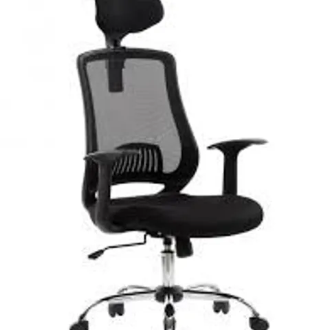 BOXED HIGH BACK MESH OFFICE CHAIR - BLACK