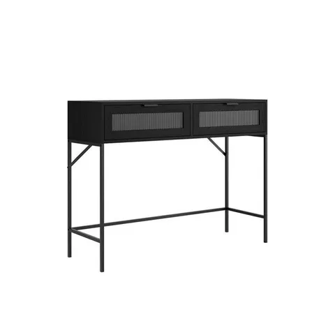 BOXED LINCOLN MATTE BLACK/REEDED CONSOLE TABLE - BLACK