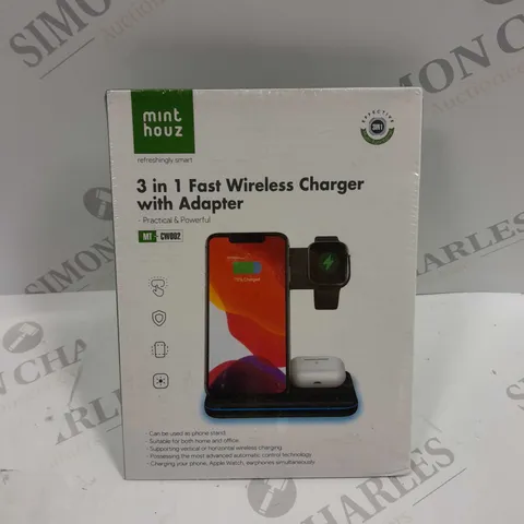 BOXED SEALED MINTHOUZ 3 IN 1 FAST WIRELESS CHARGER