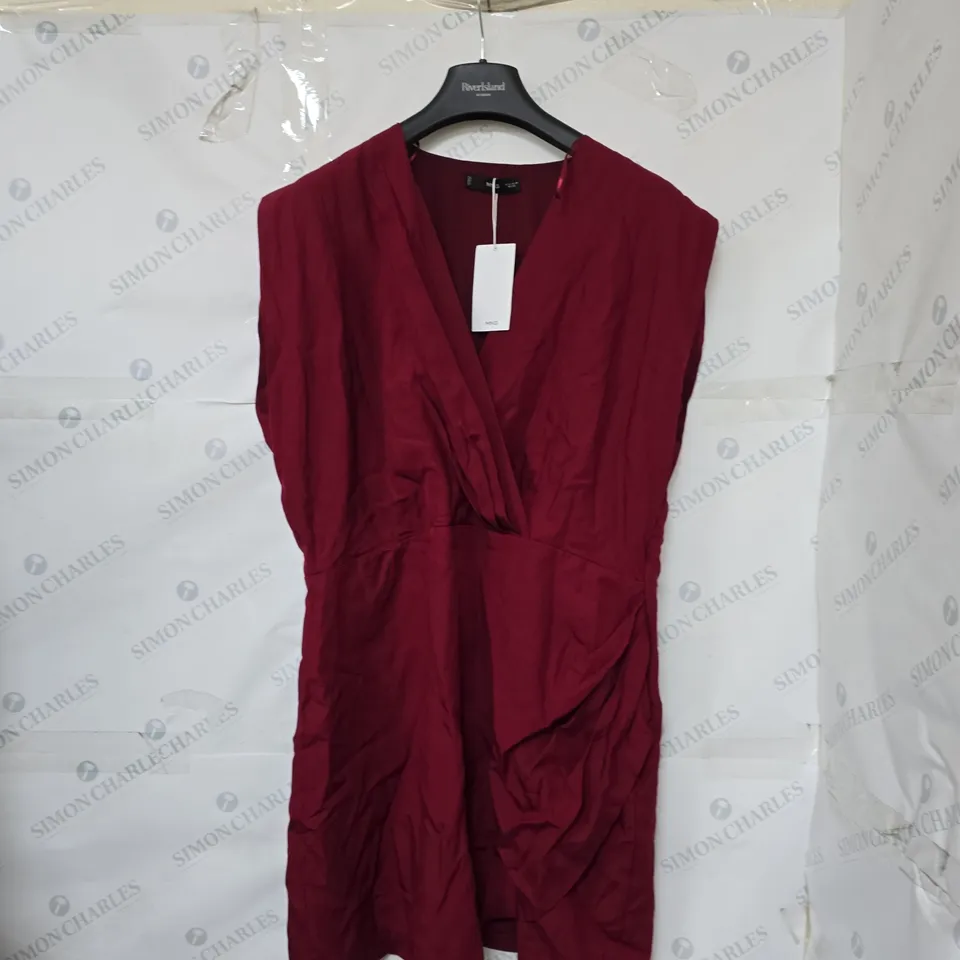 MNG WOMEN'S BURGUNDY DRAPED WRAP DRESS - SLEEVELESS, RUCHED WAIST SIZE XL