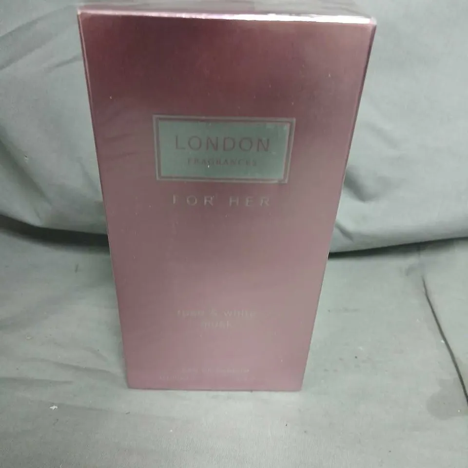 BOXED AND SEALED LONDON FRAGRANCES FOR HER ROSE AND WHITE MUSK EAU DE PARFUM 100ML