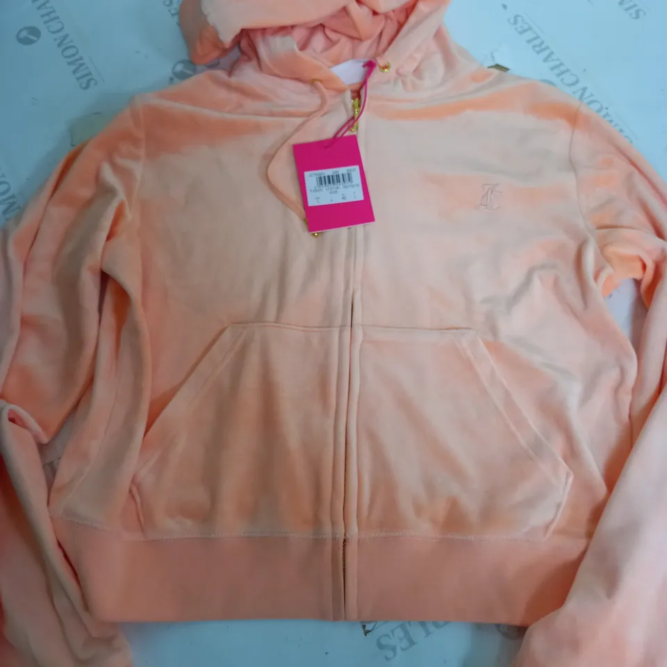 JUICY COURTURE SPORT TK ADDISON VLR ZIP THU HOODIE IN PEACH NECTAR - LARGE