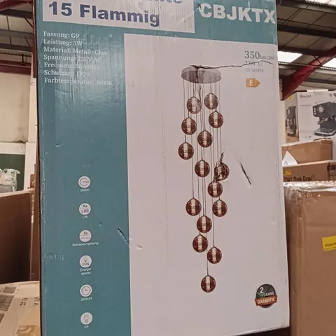 BOXED 15 CASCADING GLASS GLOBE PENDANT CEILING LAMP (1 BOX)
