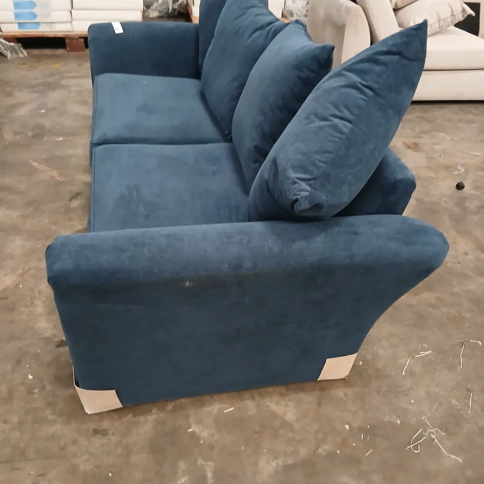 BLUE FABRIC SOFA – 2-SEATER WITH THREE BACK CUSHIONS