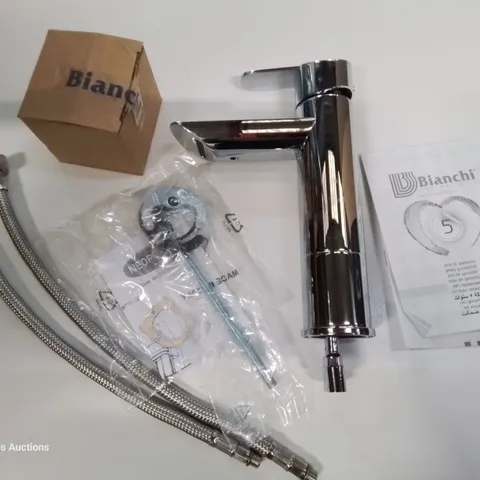 BOXED BIANCHI CHROME SINGLE LEVER AVABO MIXER WITH POP UP WASTE