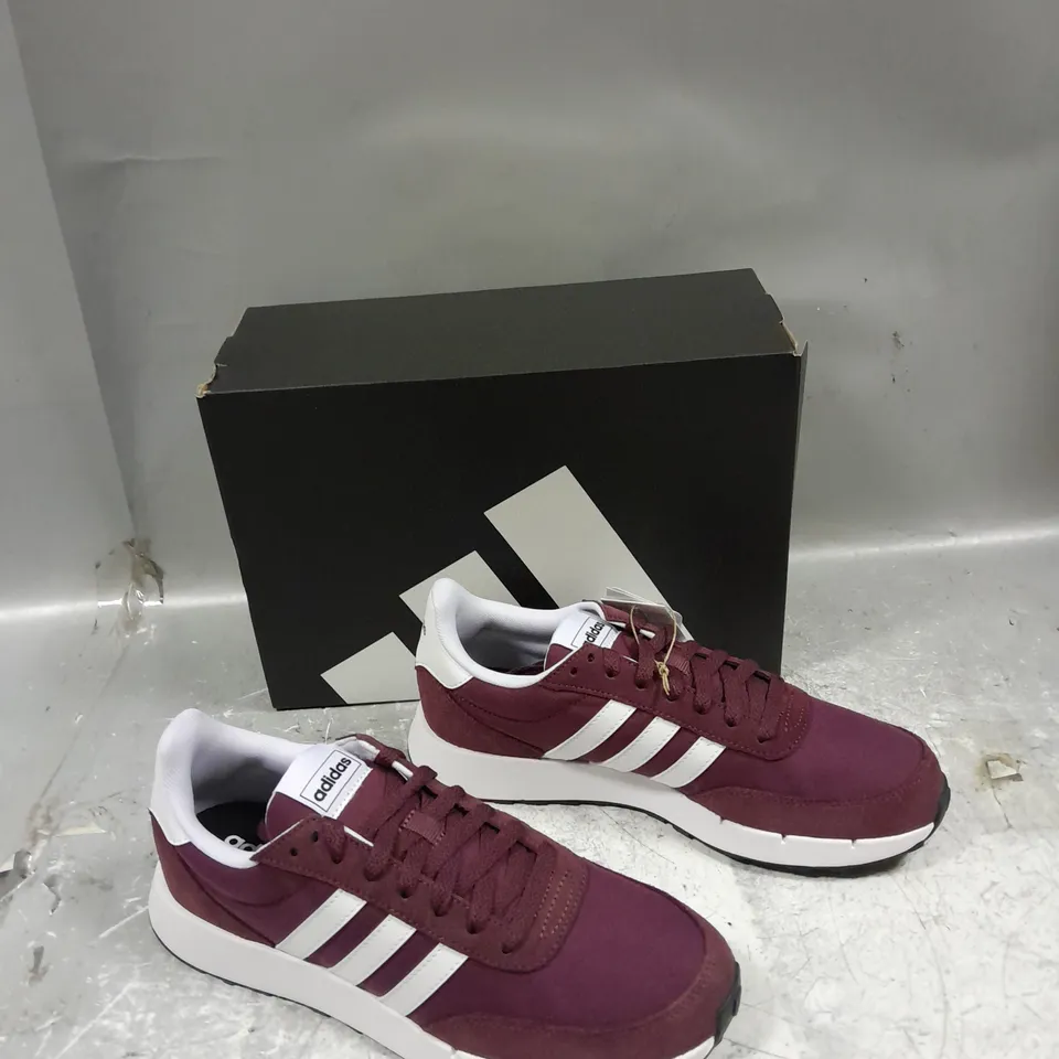 BOXED PAIR OF ADIDAS RUN 60S 2.0 MAROON UK 7.5 