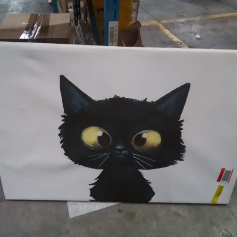 FUNNY BLACK CAT WILDLIFE - WRAPPED CANVAS 