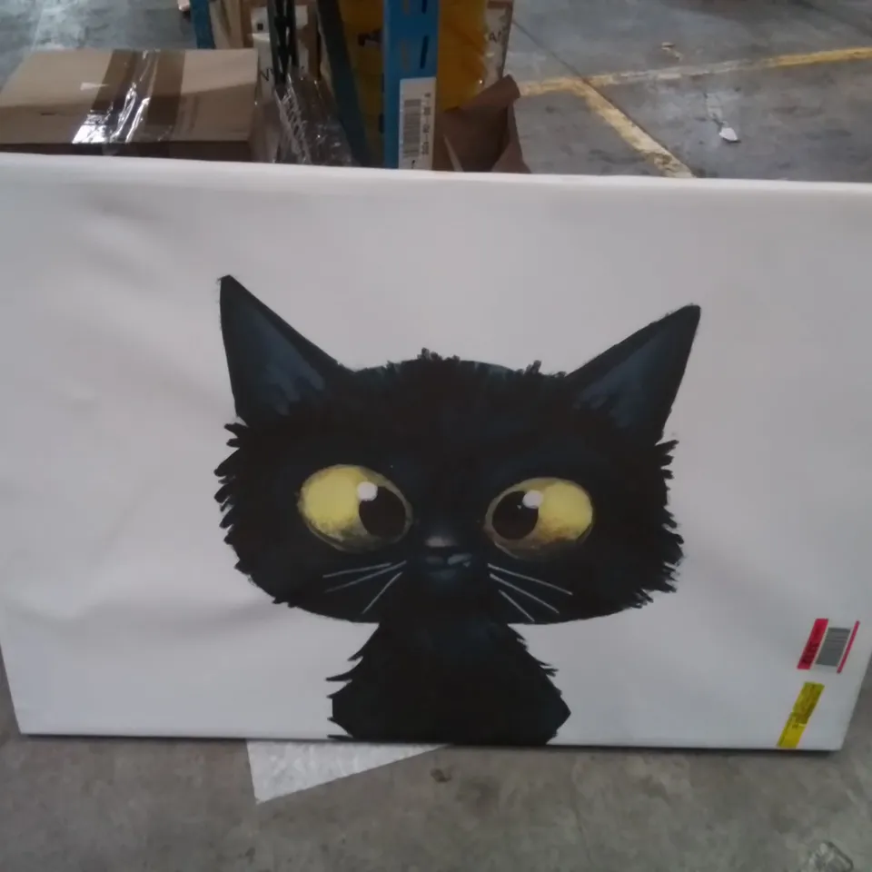 FUNNY BLACK CAT WILDLIFE - WRAPPED CANVAS 