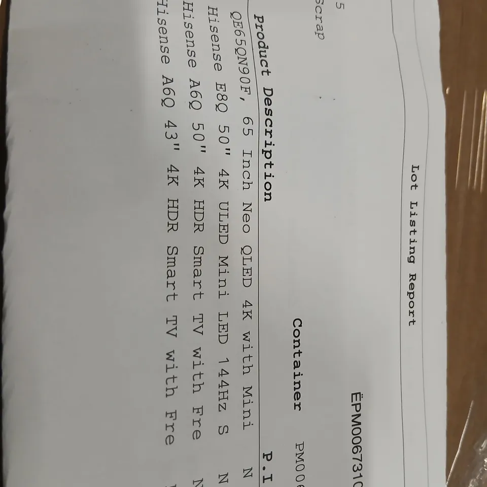 PALLET OF APPROXIMATELY FIVE DAMAGED TVS TO INCLUDE: