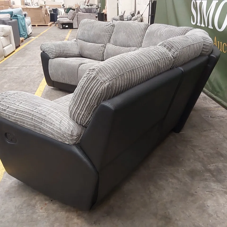 SIENNA FABRIC/FAUX LEATHER HIGH BACK MANUAL RECLINER CORNER GROUP SOFA RRP £1499