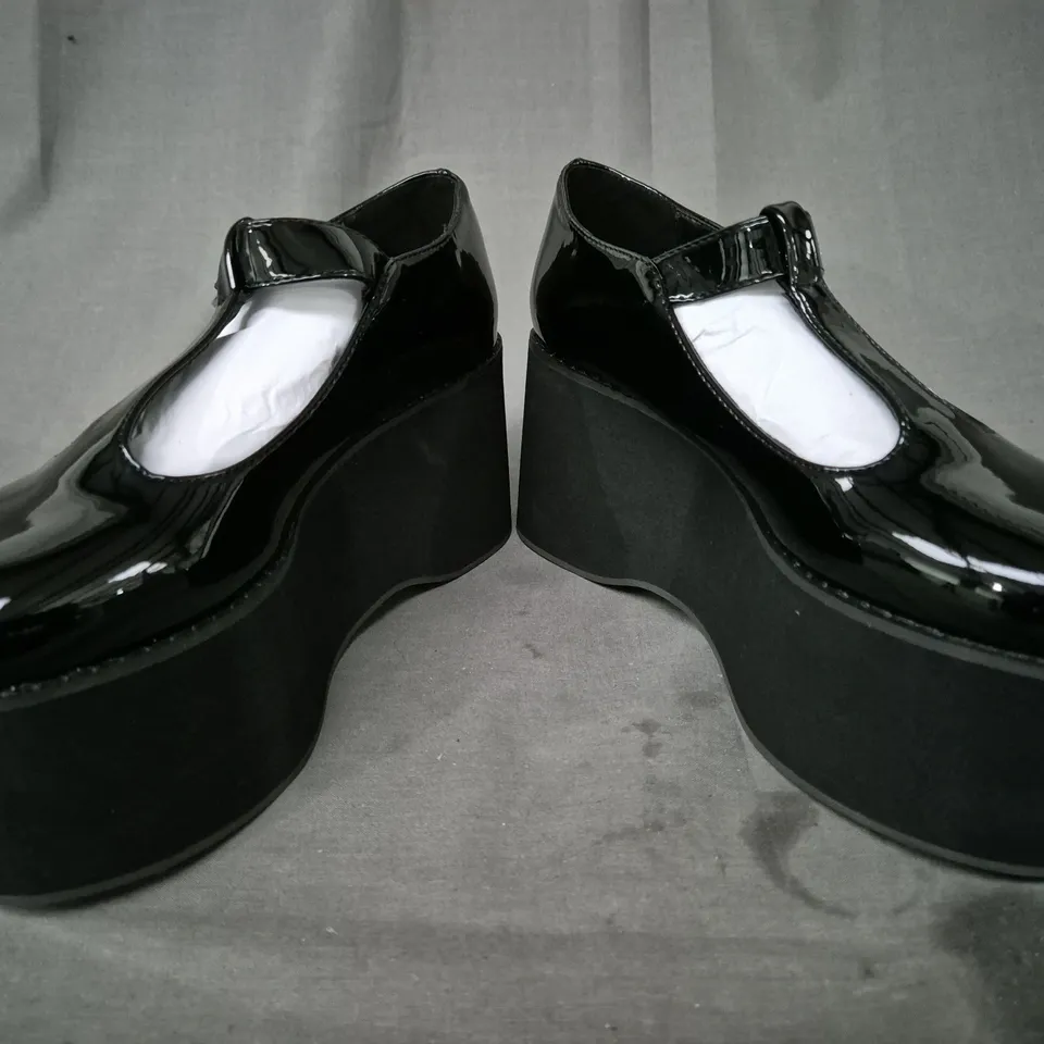 BOXED PAIR OF KOI MORENO BLACK PLATFORM MARY JANES UK SIZE 4