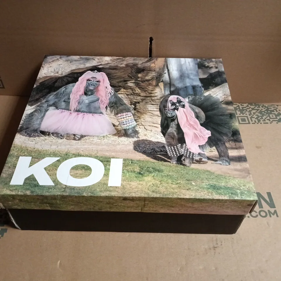 BOXED KOI BLACK LEATHER KNEE-HIGH BOOTS WITH BUCKLES & SILVER HEEL DETAIL - UK6