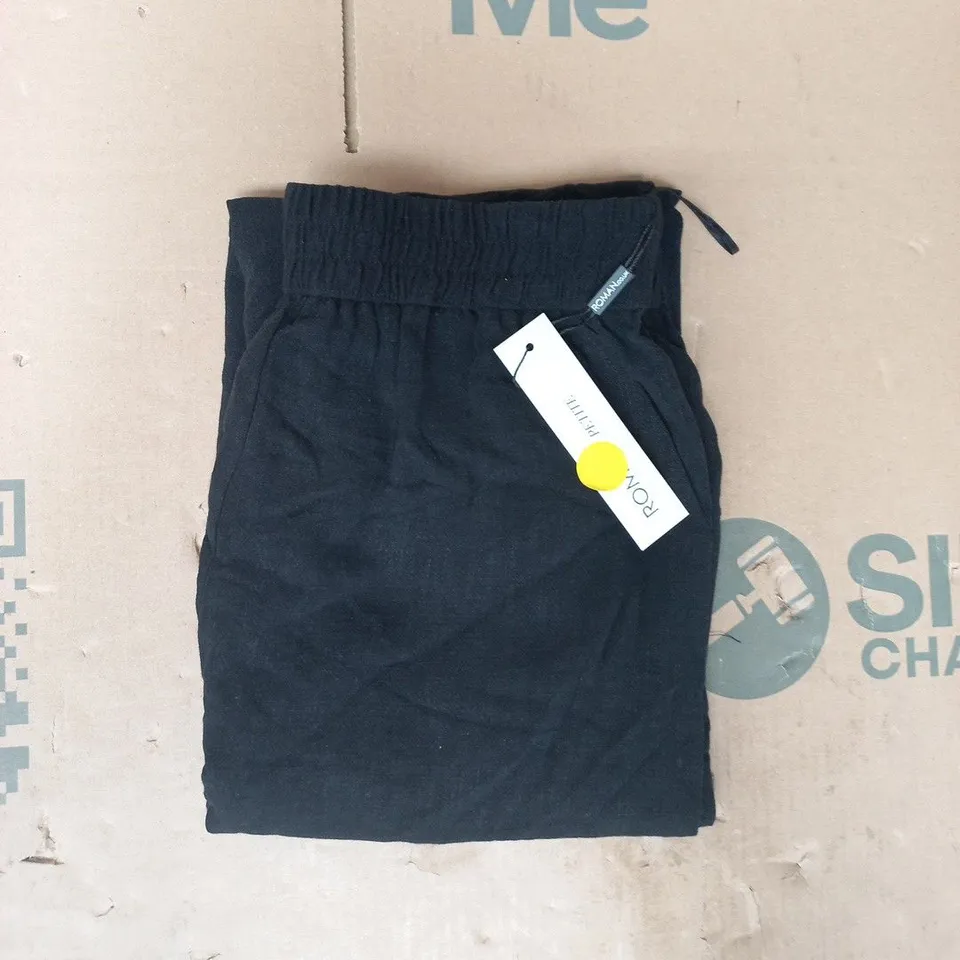ROMAN PETITE LINEN MIX TROUSERS IN BLACK SIZE 10