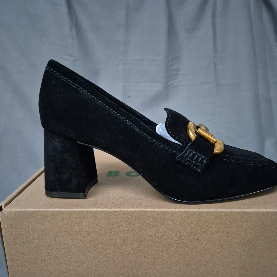 BOXED BODEN WEDGE HEEL BLACK SLIP ON HEELS - SIZE 39