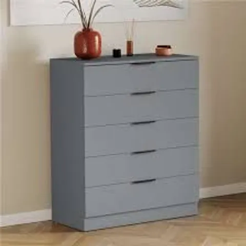 BOXED TREGA 5 DRAWER CHEST - GREY (1 BOX)