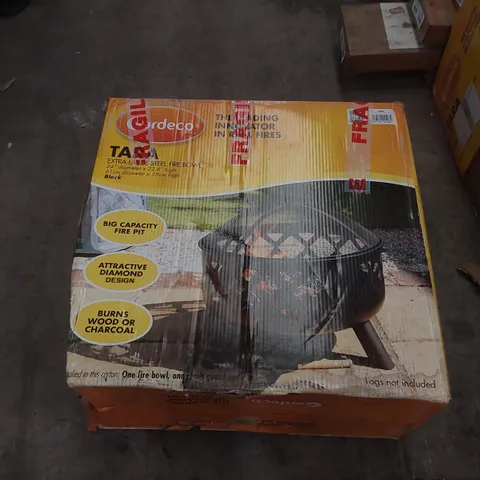 BOXED NEO BLACK GARDEN STEEL FIRE PIT OUTDOOR HEATER FIREPIT/GRILL (1 BOX)