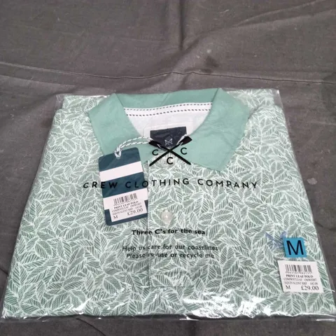 CREW CLOTHING COMPANY MEN'S LEAF PRINT POLO SHIRT – SIZE M