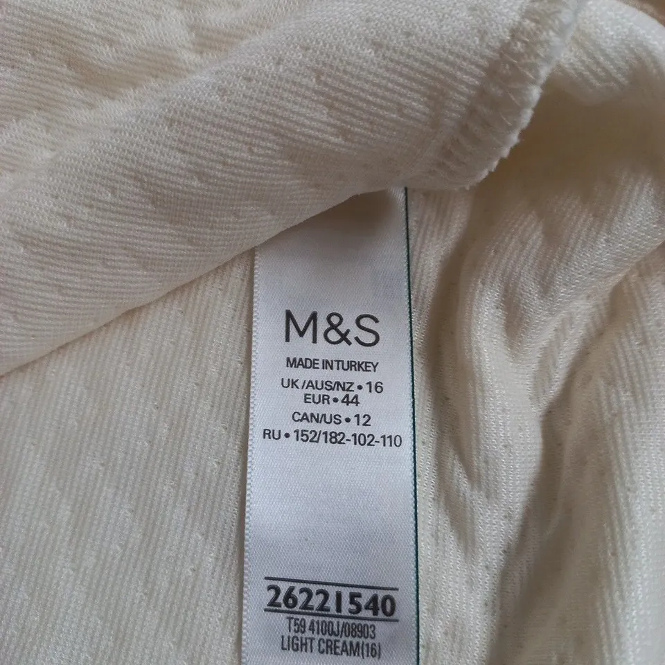 M&S COLLECTION LIGHT CREAM QUILTED JACKET – UK 16