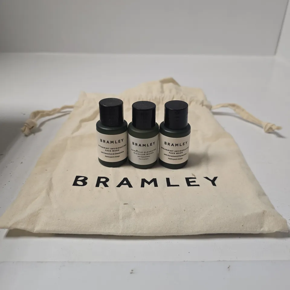 BRAMLEY SKINCARE TRAVEL SET – 3 X BOTTLES WITH BRAMLEY BAG