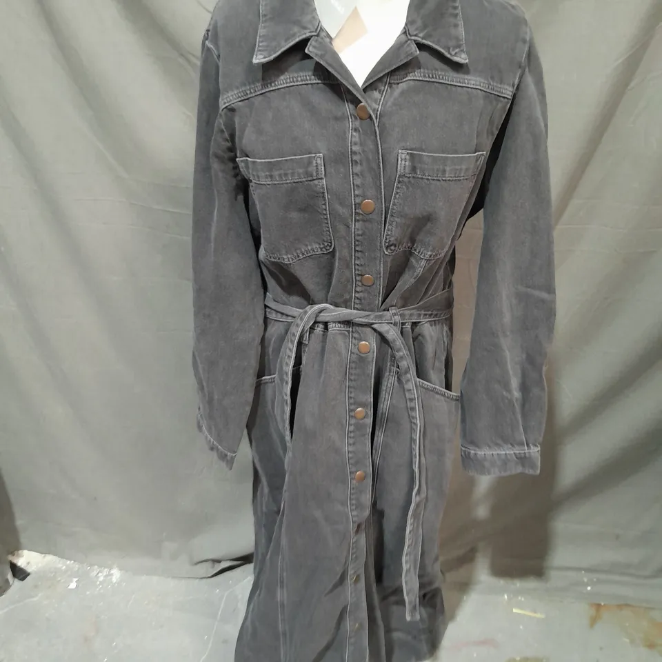 OLIVER BONAS DENIM FEMME SHIRT MIDI DRESS IN GREY SIZE 18