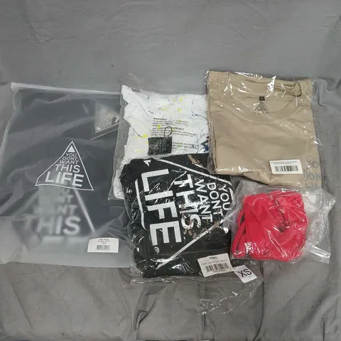 YOU DON'T WANT THIS LIFE - BOX OF APPROXIMATELY 10 ASSORTED CLOTHING ITEMS TO INCLUDE - TSHIRT - BIKINI TOP - HOODIE