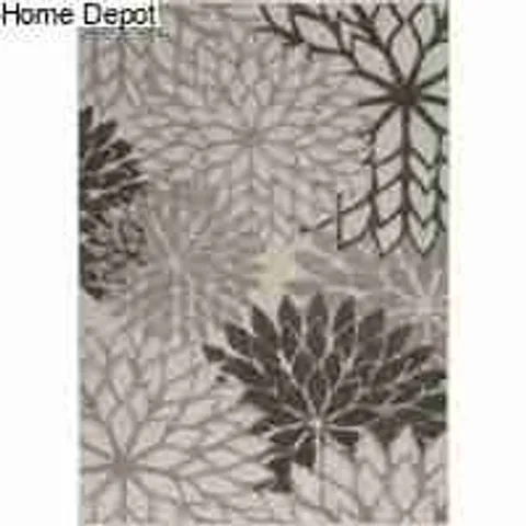NOURISON ALOHA INDOOR/OUTDOOR TROPICAL FLORAL SILVER GREY 5 3 X 7 5 AREA RUG (5 X 8 ) 
