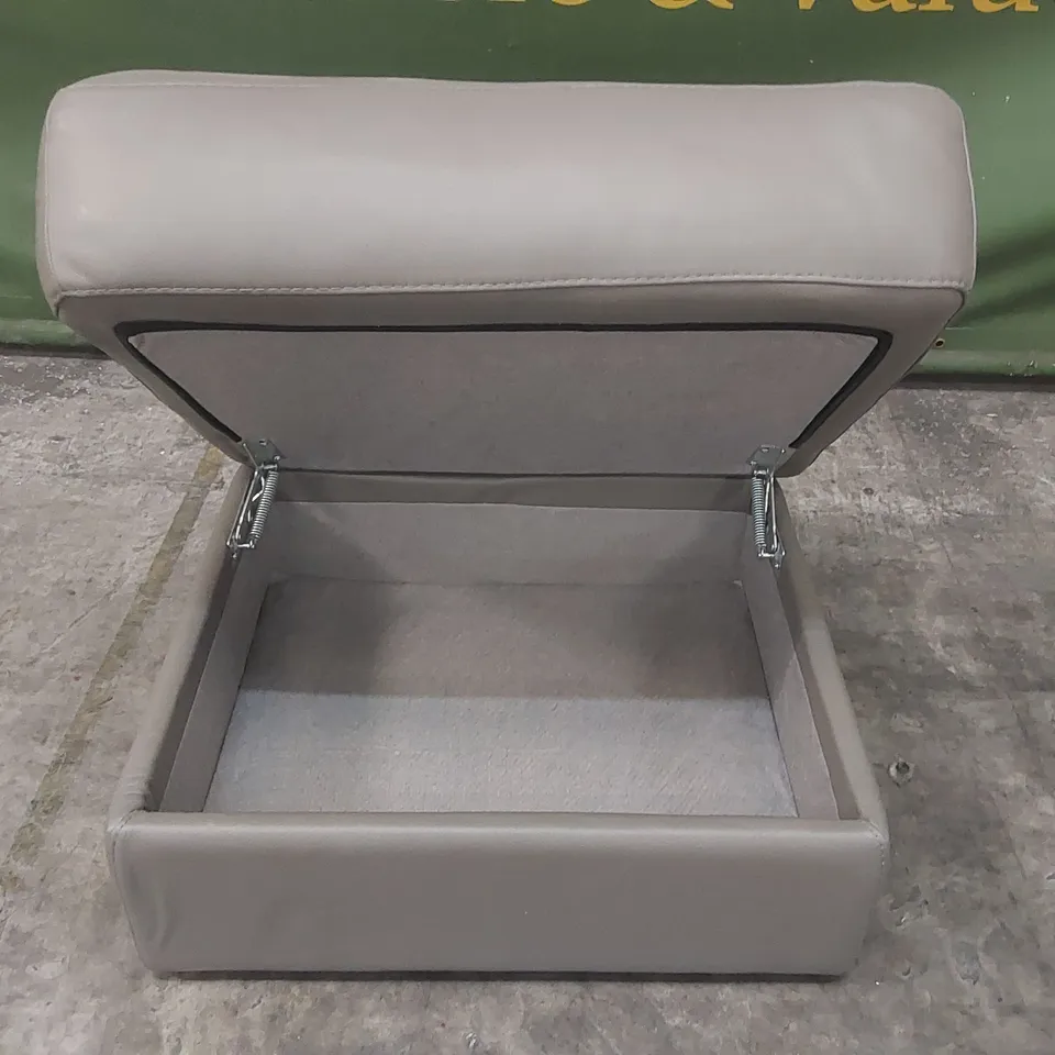 QUALITY DESIGNER ITALIAN MADE LEATHER PORTO STORAGE STOOL - GREY