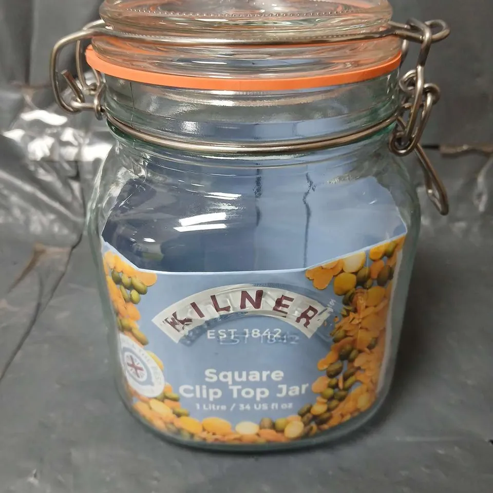 KILNER SQUARE CLIP TOP JAR - COLLECTION ONLY