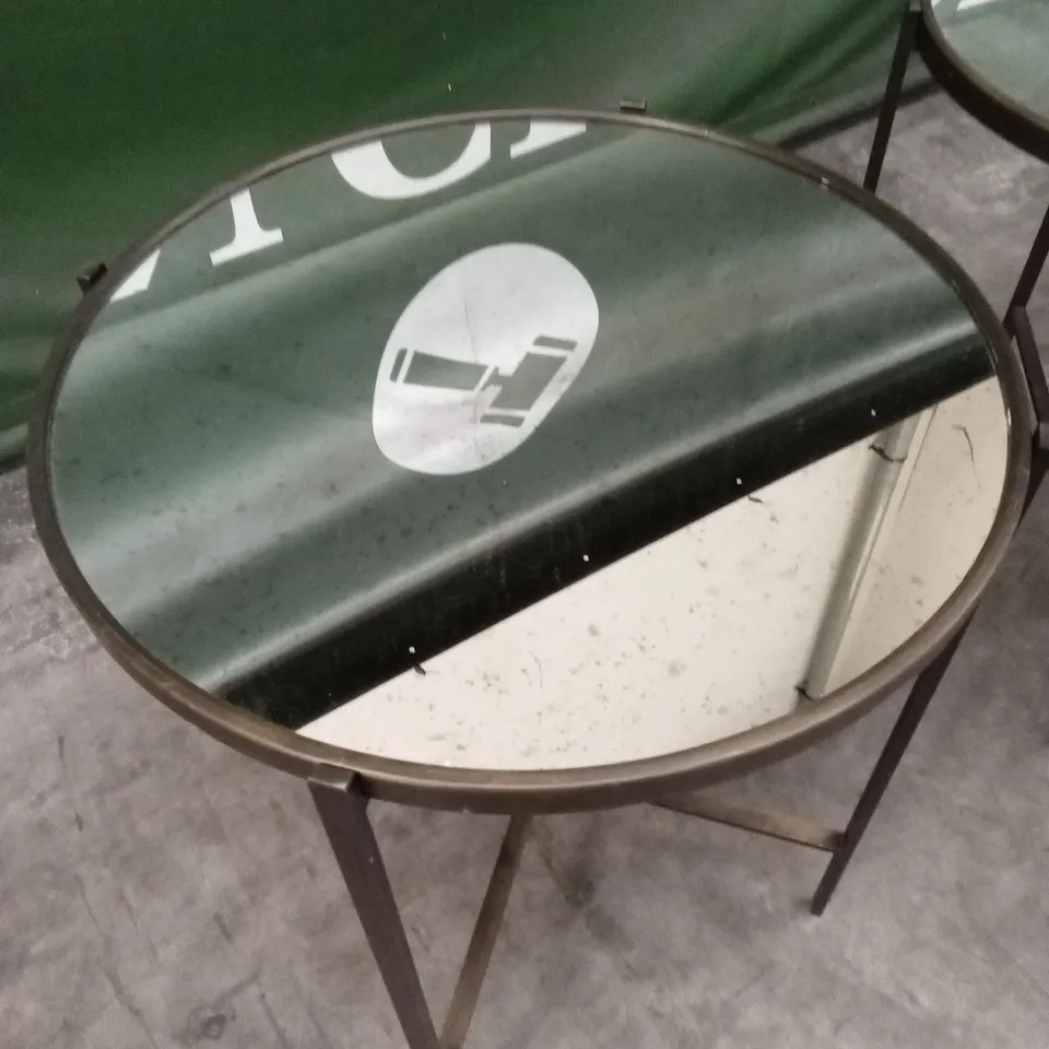 2 x QUALITY DESIGNER BRASS GLASS ROUND TABLES