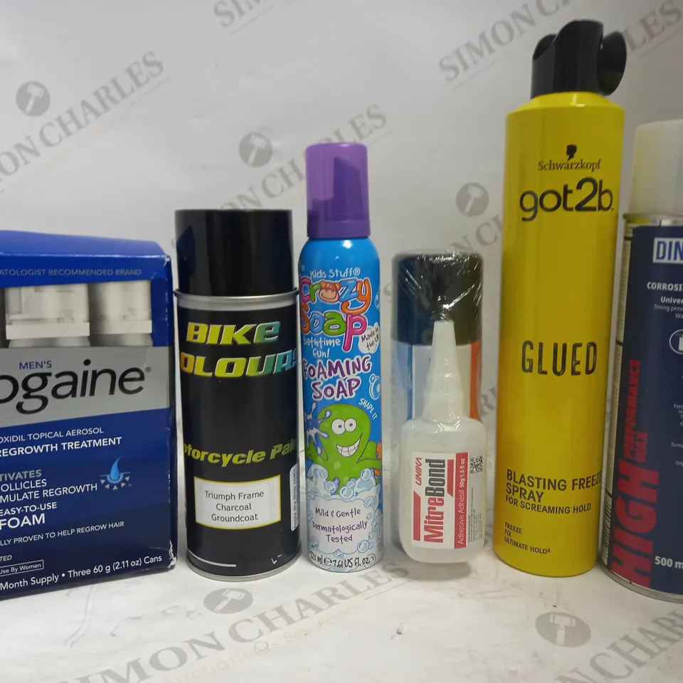 LOT OF APPROXIMATELY 20 ASSORTED AEROSOLS, TO INCLUDE MOTORCYCLE PAINT, GOT2B, MITREBOND, ETC - COLLECTION ONLY