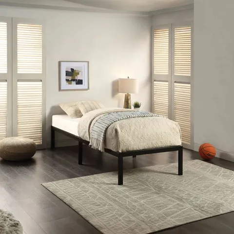 BOXED HERTFORD BLACK METAL PLATFORM SINGLE BEDFRAME