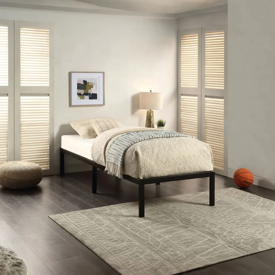 BOXED HERTFORD BLACK METAL PLATFORM SINGLE BEDFRAME