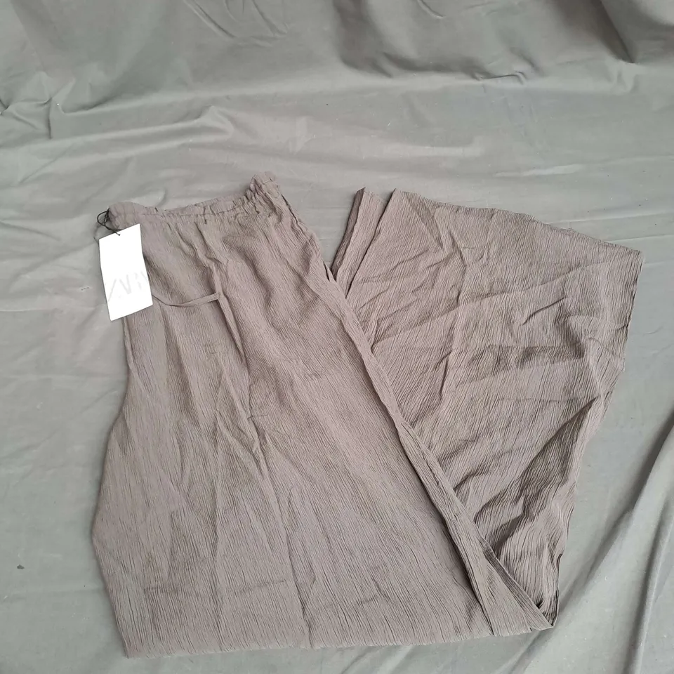 ZARA WIDE LEG DRAWSTRING CREPE TROUSERS IN GREY SIZE XL