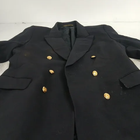 MARKS & SPENCER ST MICHAEL NAVY DOUBLE-BREASTED BLAZER – UK 12 PETITE FIT