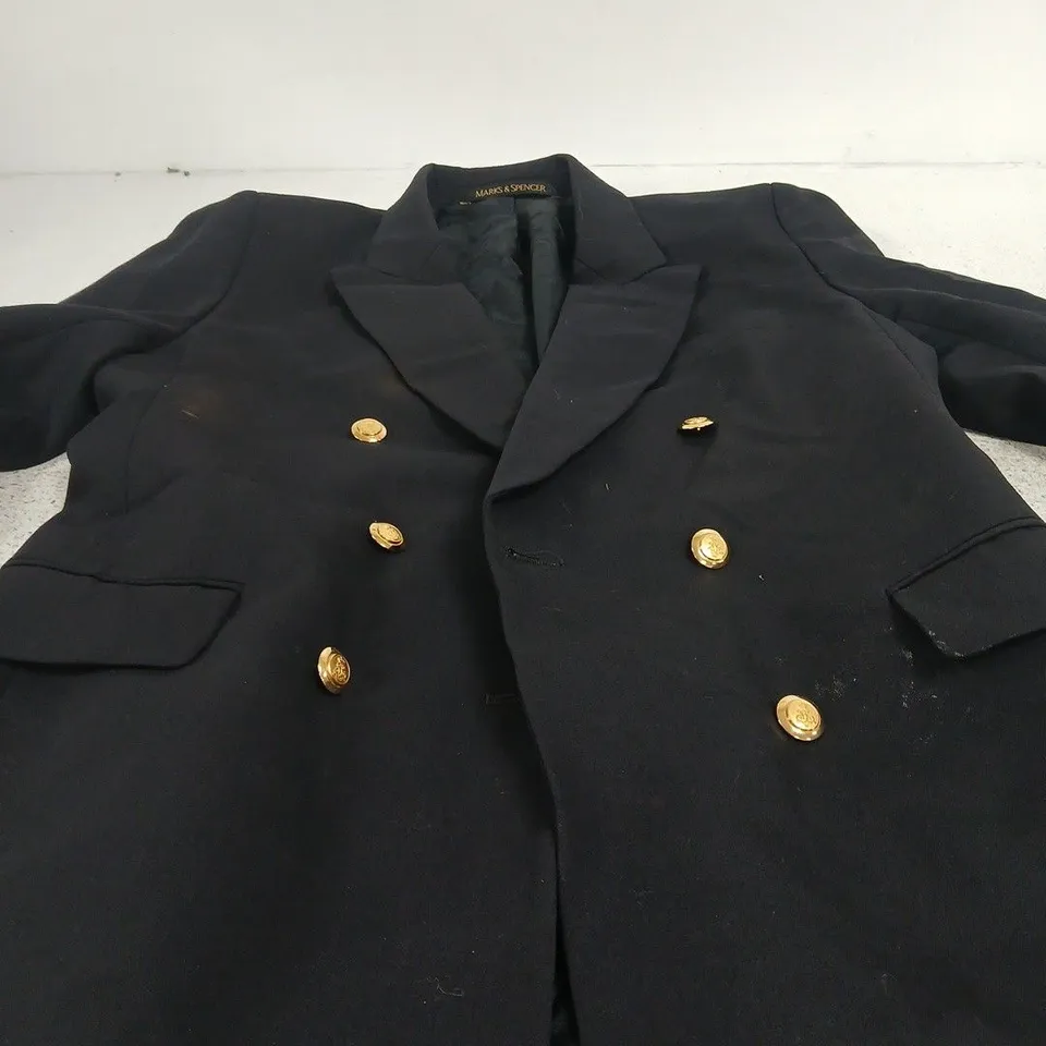 MARKS & SPENCER ST MICHAEL NAVY DOUBLE-BREASTED BLAZER – UK 12 PETITE FIT