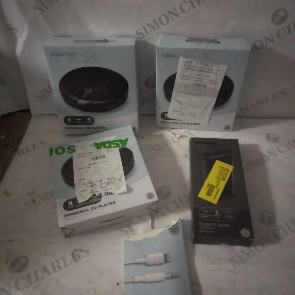 LOT OF APPROX 5 ASSORTED ITEMS TO INCLUDE CD PALYERS, POWER BANK
