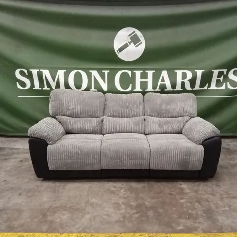 SIENNA FABRIC/FAUX LEATHER HIGH BACK 3 SEATER RECLINER SOFA