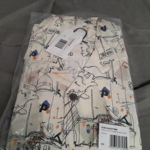 PRETTY GREEN MUSIC SKETCH SHORT SLEEVE SHIRT SIZE L