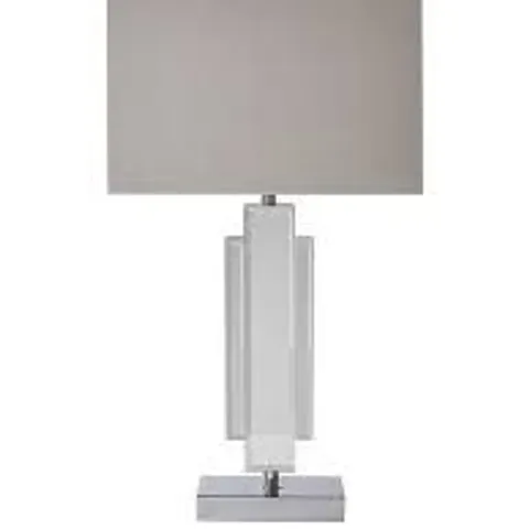 RENE MIRRORED GLASS TABLE LAMP & GREY SHADE - COLLECTION ONLY