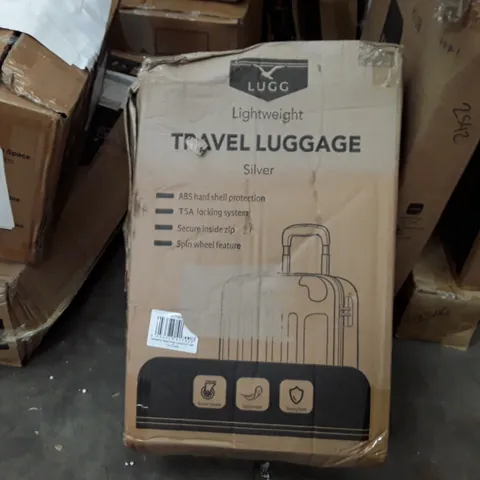 BOXED LUGG JET LIGHT WEIGHT TRAVEL LUGGAGE SUITCASE- SILVER