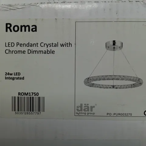 ROMA LED CEILING HANGING PENDANT CRYSTAL WITH CHROME DIMMABLE