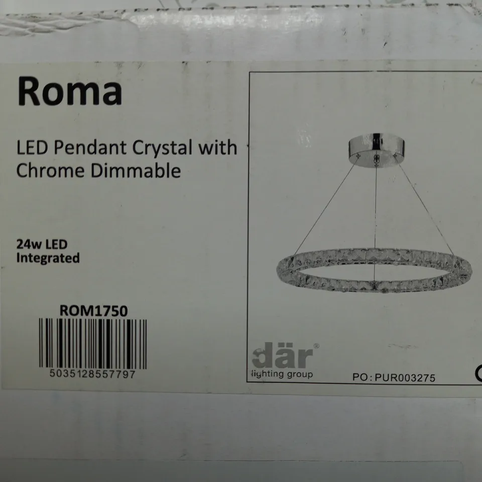 ROMA LED CEILING HANGING PENDANT CRYSTAL WITH CHROME DIMMABLE