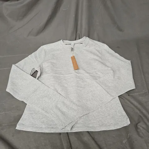 SKIMS COTTON JERSEY LONG SLEEVE TSHIRT IN LIGHT HEATHER GREY SIZE M