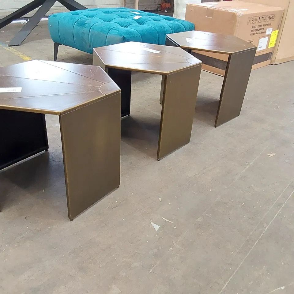 SET OF 3 DESIGNER METAL SIDE TABLES (3 ITEMS)