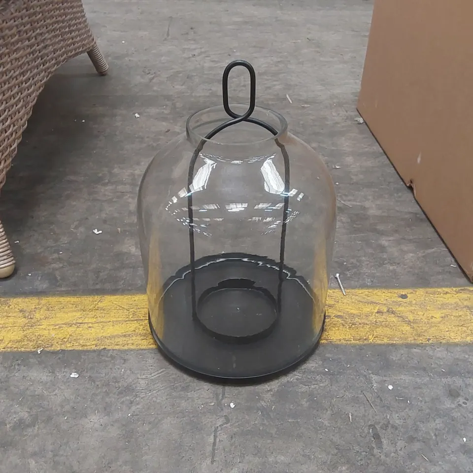 DESIGNER GLASS/METAL LANTERN 
